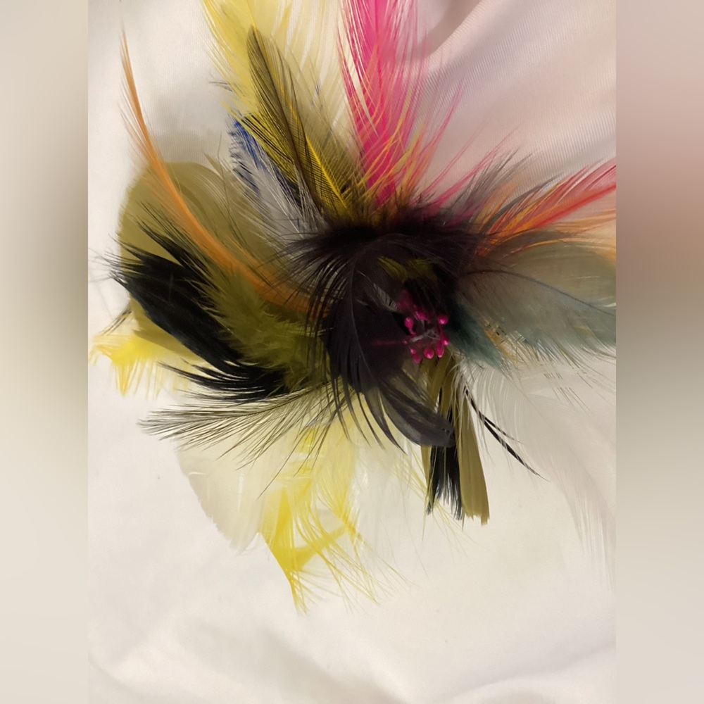 Petite, Multi color. Feather Fascinator fashion brooch/Hair Clip. Handmade.